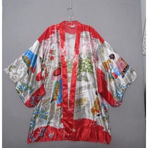 Kyoto‎ Kimono Floral Satin Geisha Vintage Julin Co Limited Japan Art to Wear